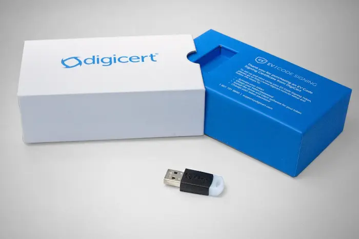 HW-Token mit dem Zertifikat, welches Sie zum DigiCert Code Signing EV erhalten