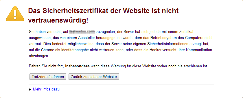 Sicherheitswarnung des Browsers