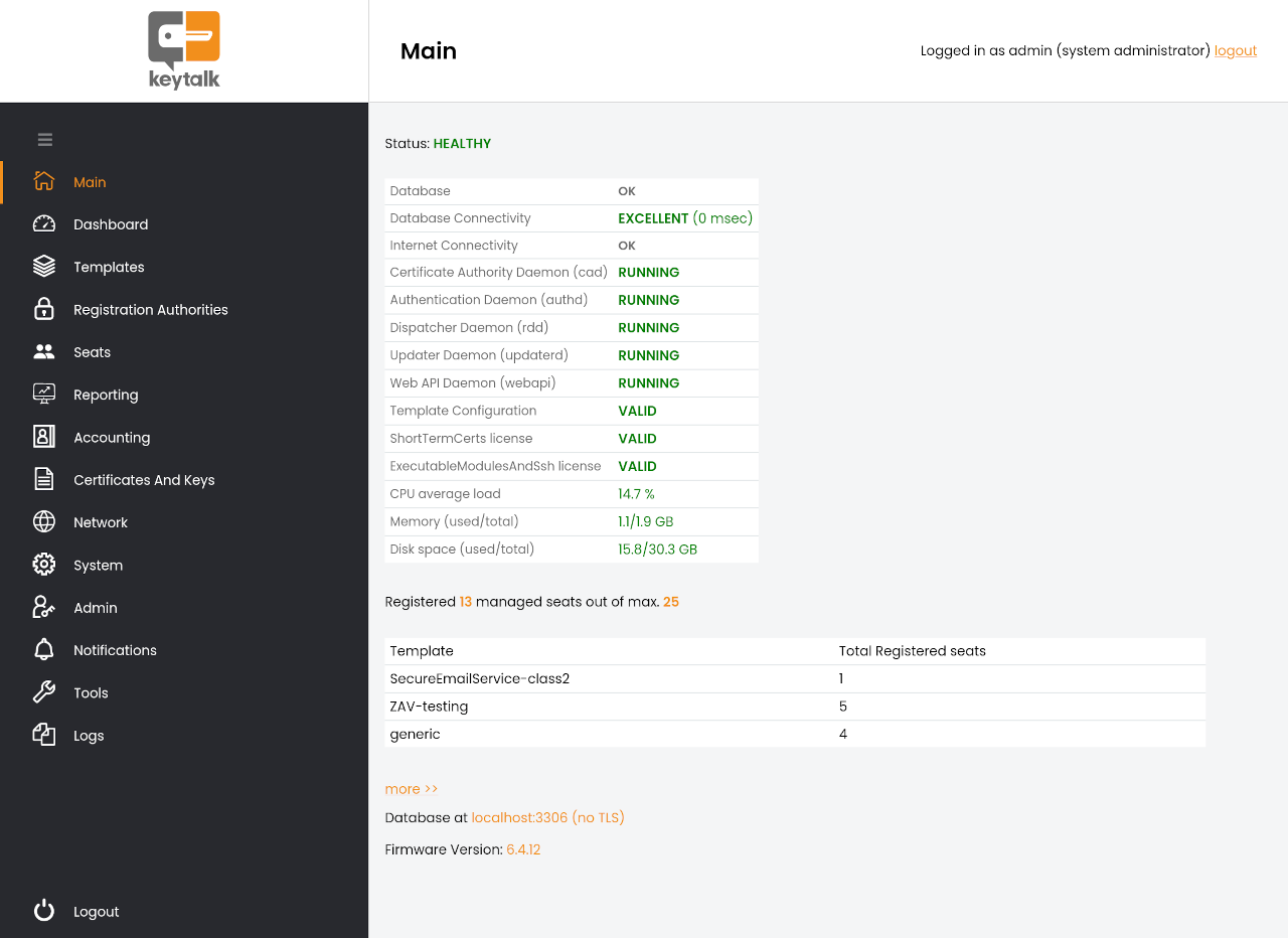 Schnittstelle des KeyTalk CKMS Servers