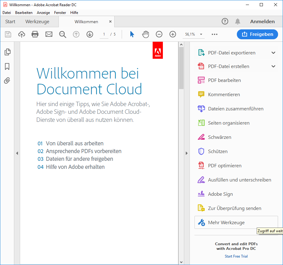 Signierung in Adobe Reader