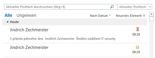 In Outlook signierte und verschlüsselte Nachricht